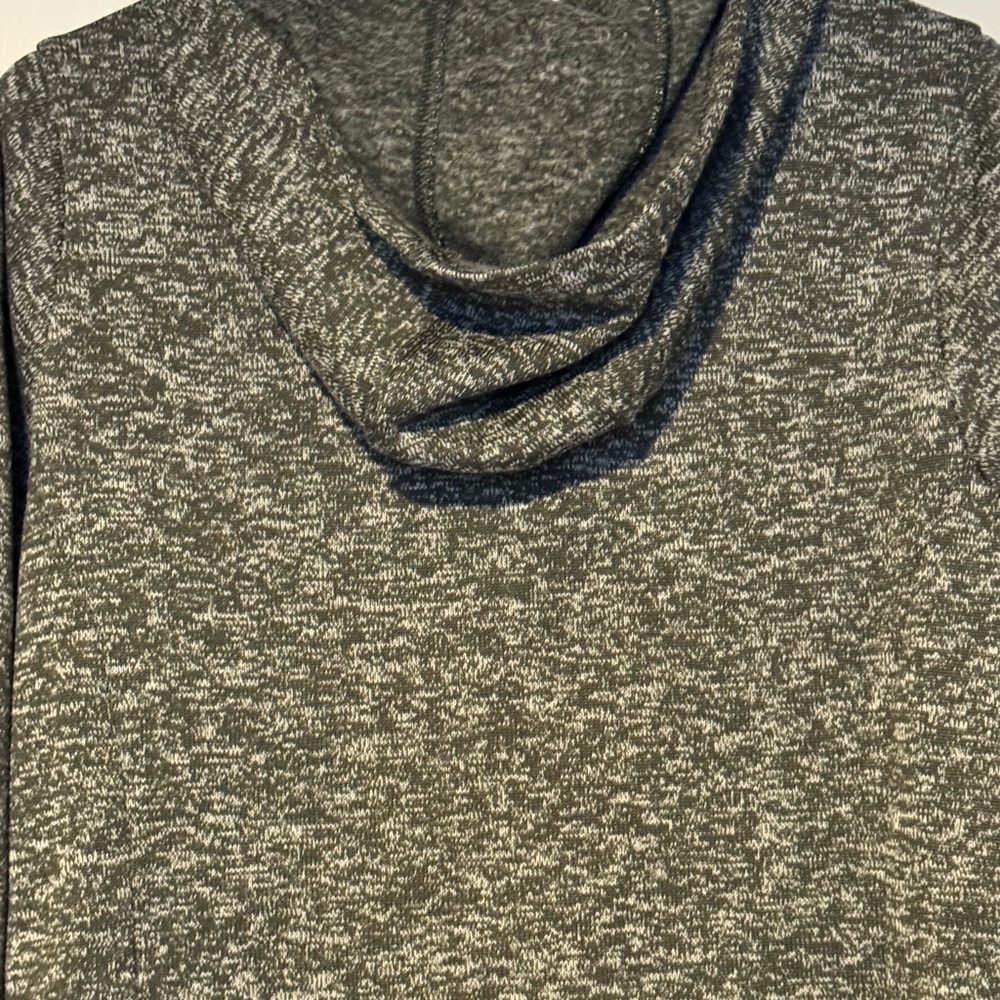 Columbia Hooded Fleece Pullover Heather Gray Button Neck Sweater Medium - Picture 6 of 8
